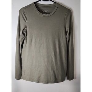 American Eagle T Shirt Womens Size XS Olive Long Sleeve Plush Soft &‎ Sexy